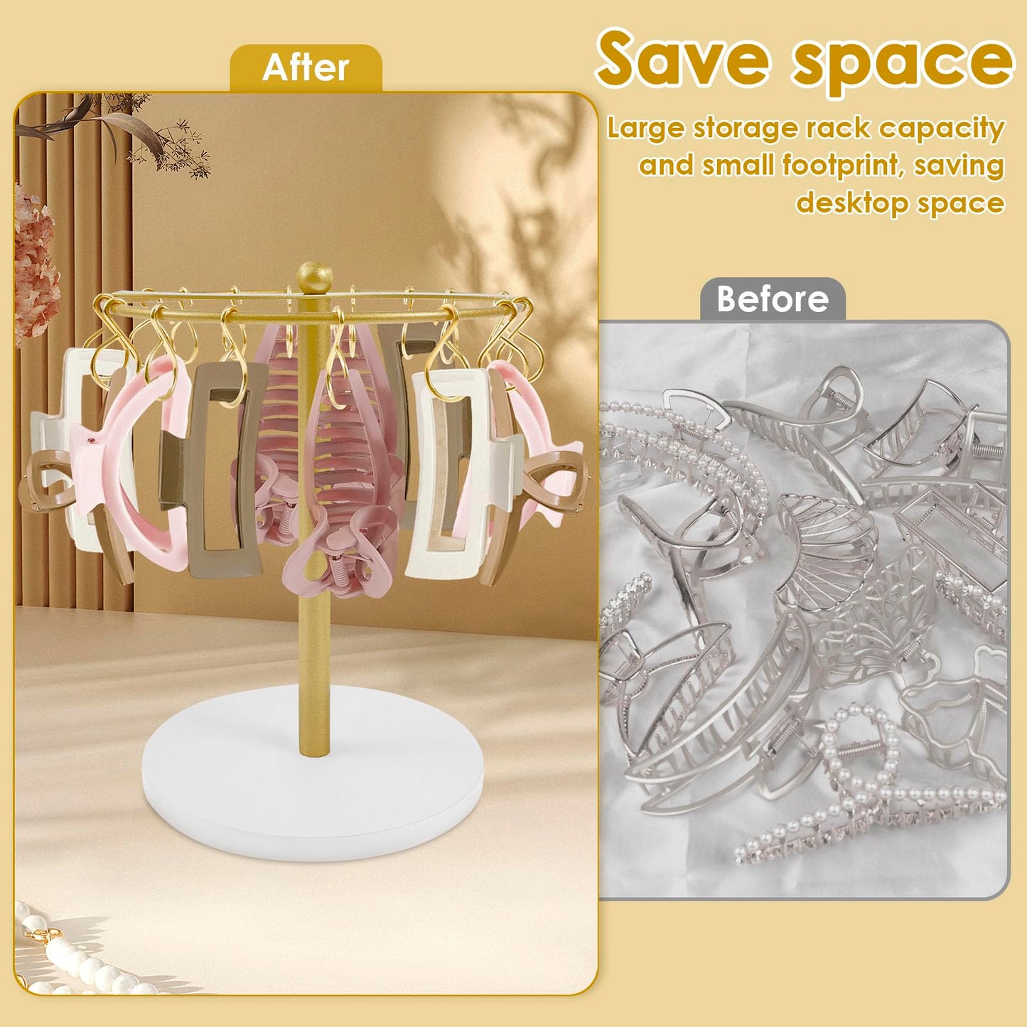 Claw Clip Holder Metal Hair Clip Organiser Space Saving Hair Accessories Display Stand Reusable Large Capacity Claw Clip Storage Rack for Living Room