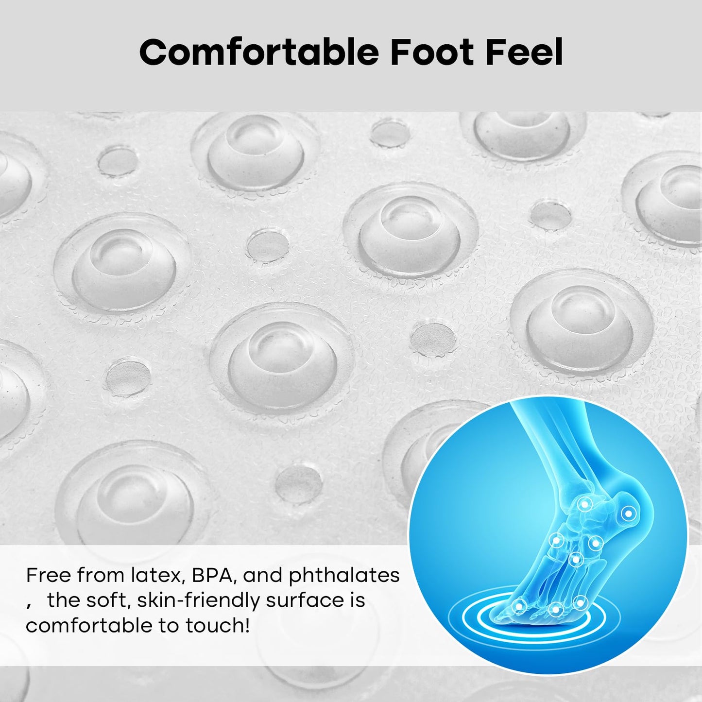 XIYUNTE Shower Mat Non Slip Anti Mould - 53 x 53cm Square Bath Mat Non Slip Shower Mats for Inside Shower