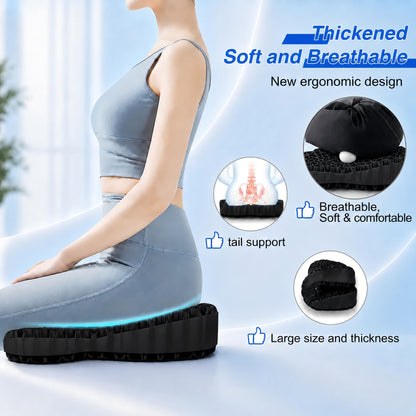 Airllantry Thicken 19.7in Seat Cushion, Gel Seat Cushion for Long Sitting–Office Chair, Wheelchair, Car Pad, Large Cooling Support Pad for Back Pain