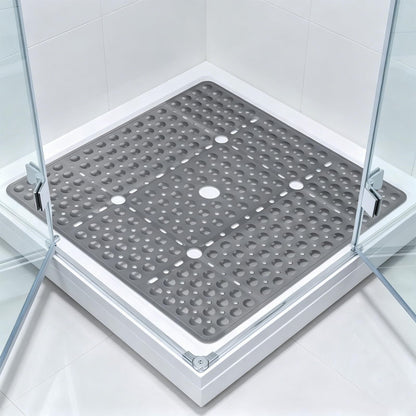 ZOKBOM Square Shower Mat Non Slip 70x70cm | Extra Large Shower Mat for Inside Shower with Suction Cups & Drain Holes