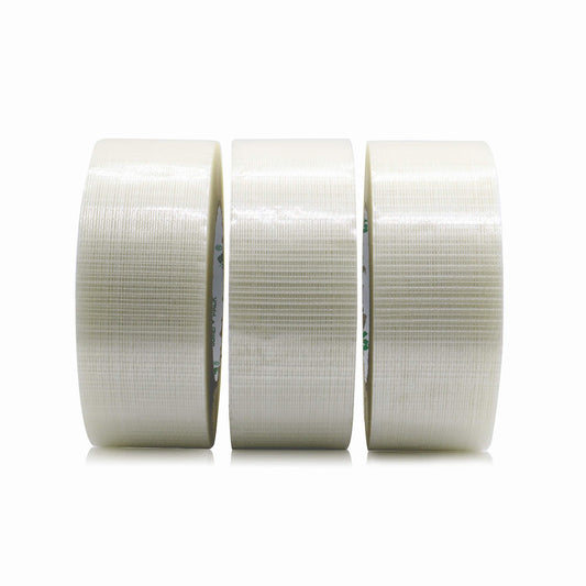 3 Pack Strong Crossweave Reinforced Transparent Bi-Directional Filament Strapping Tape,Fiberglass Reinforced Heavy Duty Tape 170mic x 50mm x 50m,