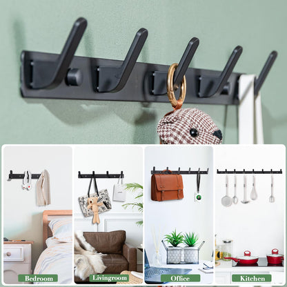 Sevenpers 2 Pack Coat Hooks Wall Mounted, Heavy Duty Coat Rack with 5 Hooks