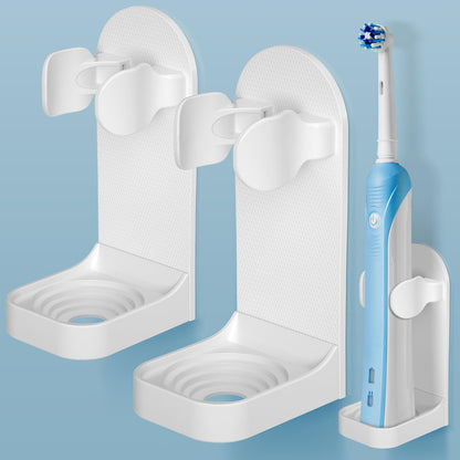 HOMMAND Electric Toothbrush Holder 2 Packs, Upgraded Strong Adhesive Electric Toothbrush Holder Wall Mounted