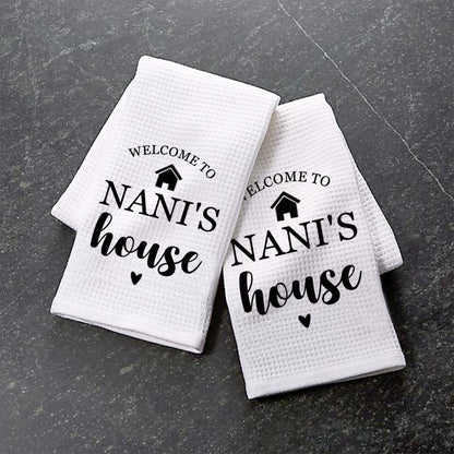 LEVLO Nani Gift Grandma Kitchen Towel Welcome To Nani’s House Grandmother Gifts From Grandkids (NANI'S house MKU)