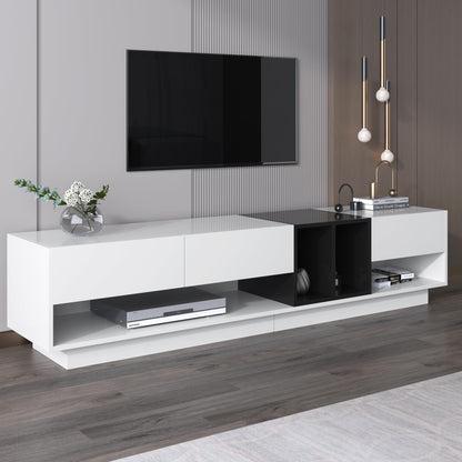 Ball & Cast High Gloss TV Stand Cabinet, TV Stand with Drawers and Compartments, White and Black TV Cabinet,190x40x34cm