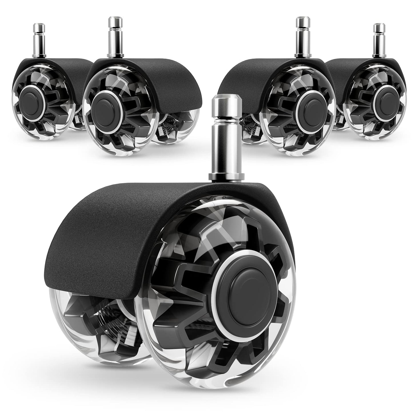 Replacement Office Chair Wheels (1000 kg) - 10 x 22 mm Wheels for Office Chairs, Smooth and Quiet Hard Floor Castors