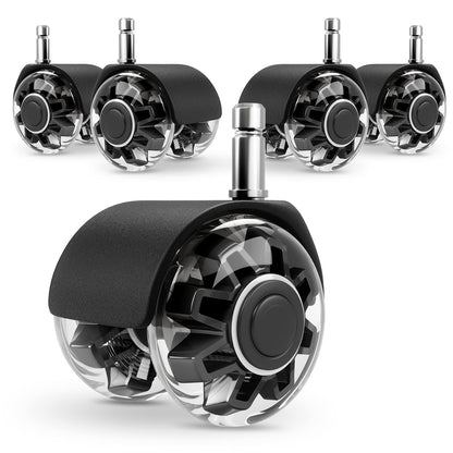 Replacement Office Chair Wheels (1000 kg) - 11 x 22 mm Wheels for Office Chairs, Smooth and Quiet Hard Floor Castors