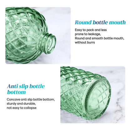 Topsky Glass Soap Dispenser with Silver Metal Pump 400ml Green