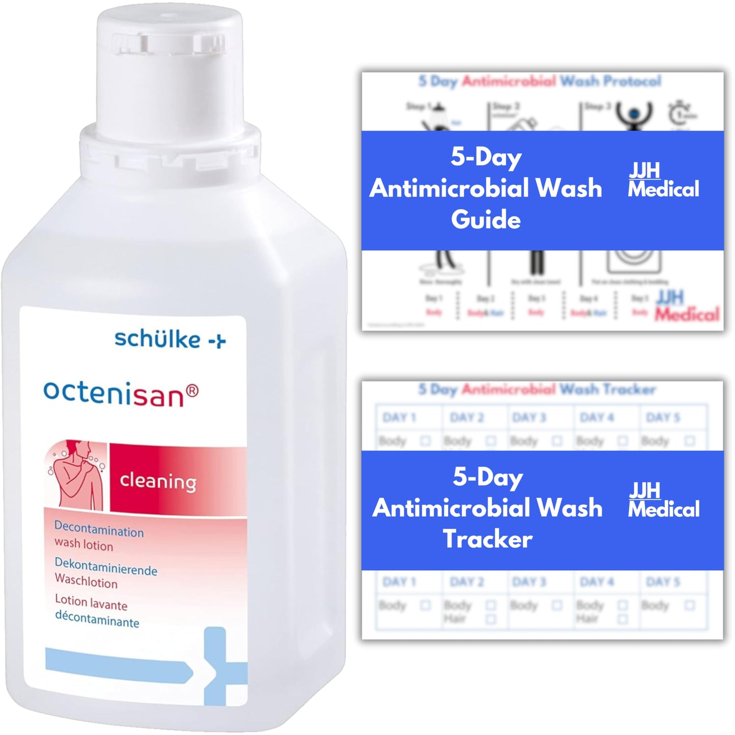 Schulke Octenisan Antimicrobial Body Wash ? Antimicrobial Body Wash for Whole-Body Cleansing, Includes JJH Medical 5-Day Protocol Guide & Tracker for