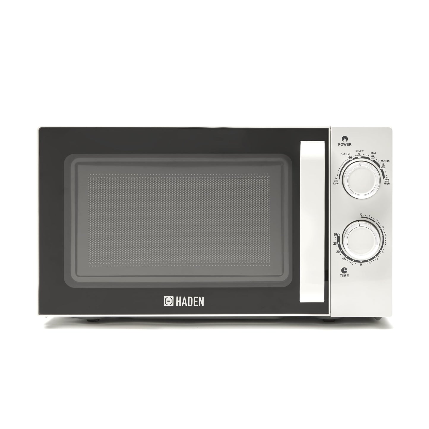 Haden 20L White Microwave - 800W Compact Countertop Microwave Oven with 6 Power Levels, 30-Min Timer & Defrost Function  Perfect for Kitchens, Dorms,