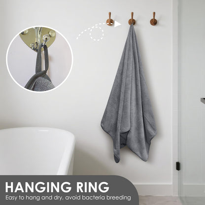 VIVOTE Microfibre Bath Sheet Grey Bath Towels Set for Bathroom 70×140 1pc
