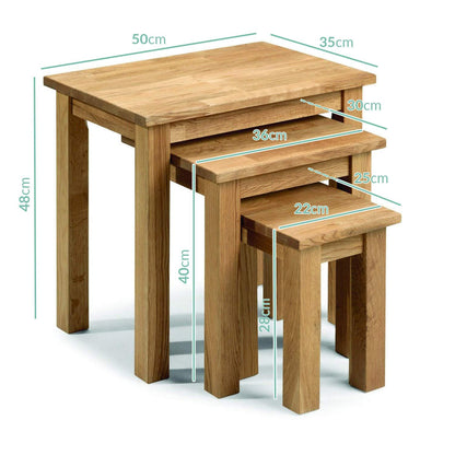 Julian Bowen Coxmoor Nest of Tables, Set of 3 - Oak - H48 x W50 x D35cm