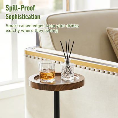 Simcat Small Round Side Table, Drink Table for Small Spaces and Modern Decor (1, Walnut)