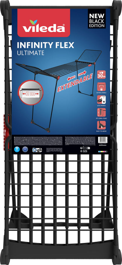 Vileda Infinity Flex Ultimate Extendable Large Black Clothes airer Strong and stable Less marks thicker tubes High wings Already assembled dryer