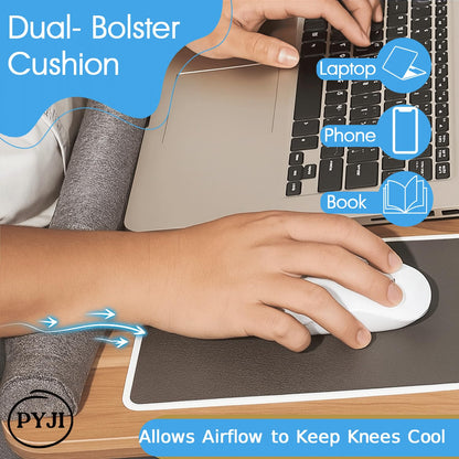 PYJI Lap Desk Wooden Laptop Tray with 5 Cable Holders, Portable Laptop Stand for Bed with Cushion, Lightweight Laptops desk for Sofa & Bed