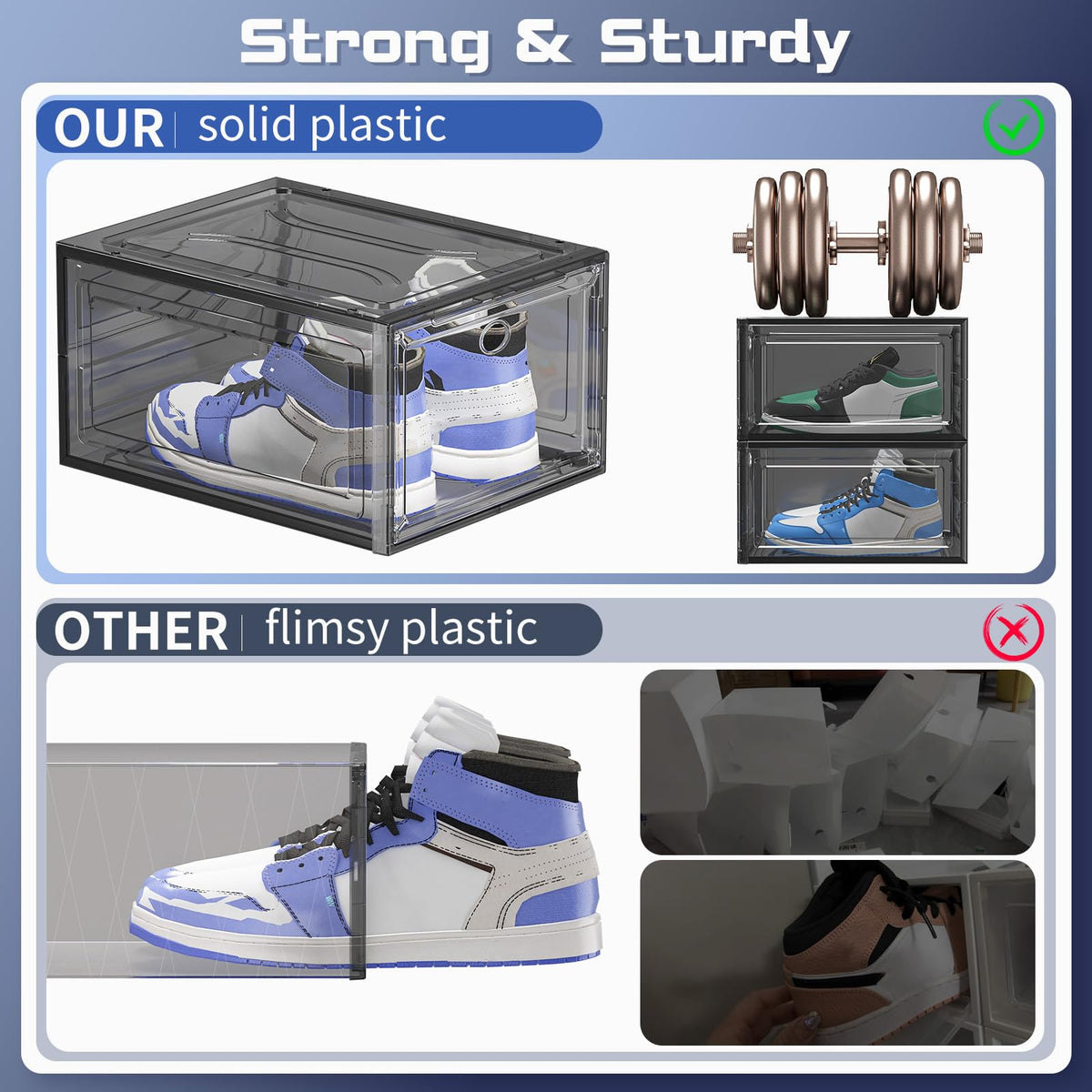 TidyTrove Shoe Storage Box, 6 Pcs Shoe Box Clear Plastic Stackable