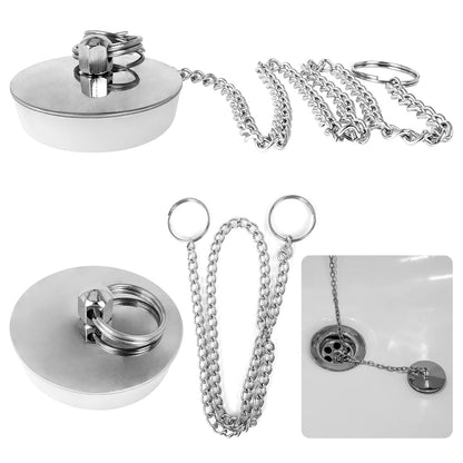 2 Pcs Drain Stopper Sink Plug, Universal Bath Plug with Stainless Steel Chain,Drain Stopper For Bathtub Sink Bathroom Kitchen Home,42mm to 46 mm