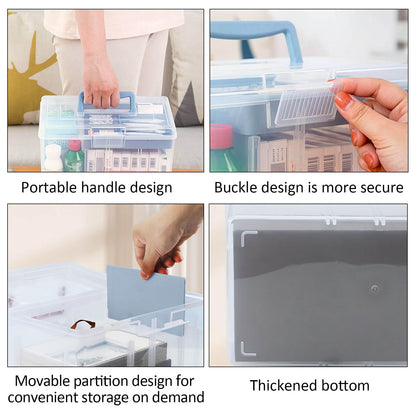 Joyseedi Stackable Clear Storage Craft Box with Lid, Mulit Purpose Storage Boxes with Compartment Tray Plastic