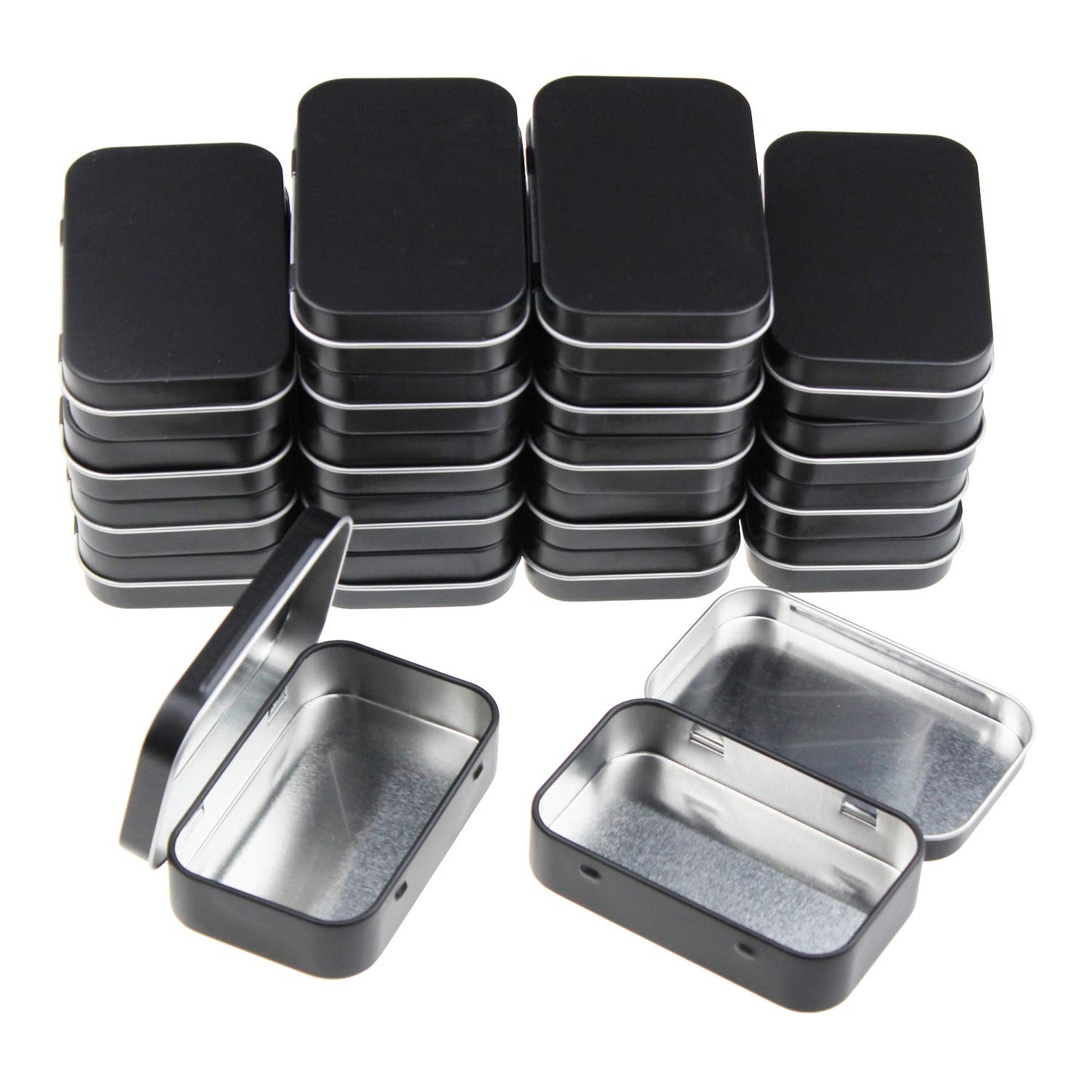 Goodma 20 Pieces Rectangular Metal Empty Hinged Tins Containers, Black