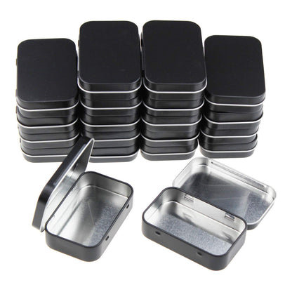 Goodma 20 Pieces Rectangular Metal Empty Hinged Tins Containers, Black