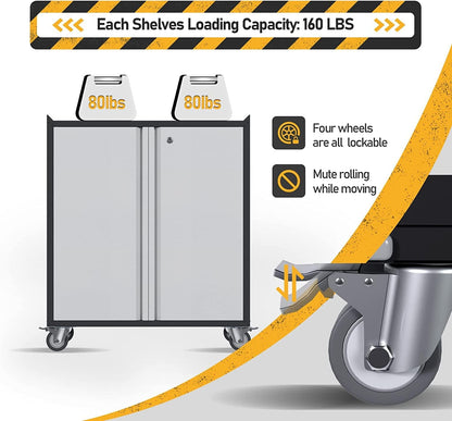 SUPEER Metal Storage Cabinet with 2 Doors and 1 Adjustable Shelves