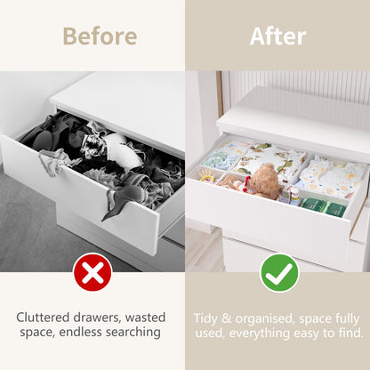 ORLISA Drawer Organiser for MALM Chest of Drawers, 7-Pack Clothes Drawer Dividers Set, Fabric Storage Boxes for Underwear, Socks & Baby Clothes