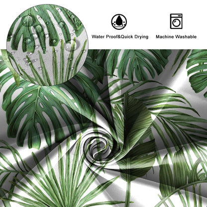 SDOTPMT 60x72 Inch Watercolor Green Palm Leaves Shower Curtain Summer Tropical Botanical Plants Bath Curtain Jungle Banana Monster Leaf Shower