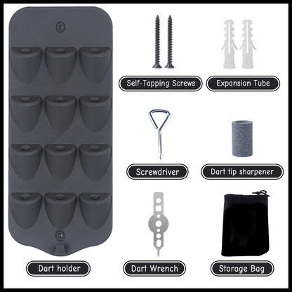 Extguds Dart Holder Wall Mount,Dart Display Rack,Dart Stand Displays 12 Steel/Soft Tip Darts,with Storage Bag,Screws, expansion tube,Screwdriver