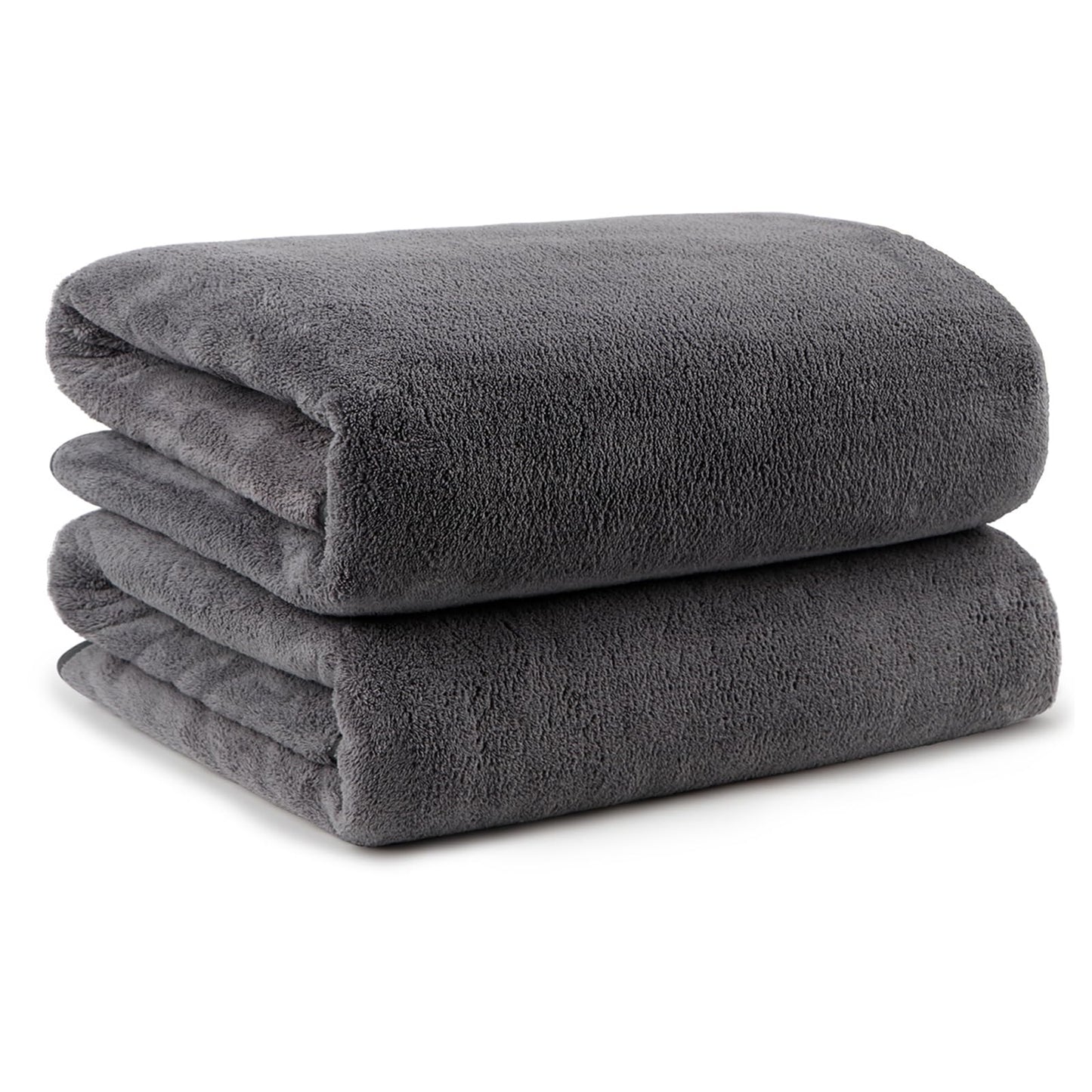 Orighty Microfibre Bath Towels Pack of 2(27'' x 54'') - Soft Feel, Highly Absorbent, Quick Drying for Body, Sport, Yoga, SPA, Fitness - Grey