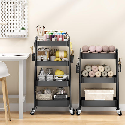 Urackify 4 Tier Storage Trolley on Wheels, Black