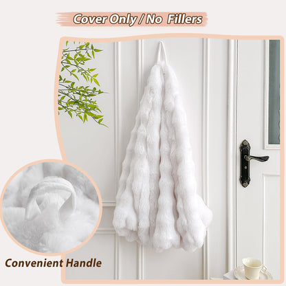 LIFEREVO 3FT Fluffy Faux Rabbit Fur Bean Bag Chair Cover, No Filler, White