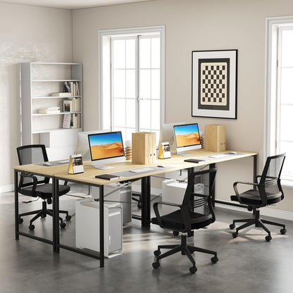 Flrrtenv 80cm Computer Desk, Gaming Desk with Sturdy Metal Frame and X-Shaped Design, Small Office Work Study Desk for Home, Natural