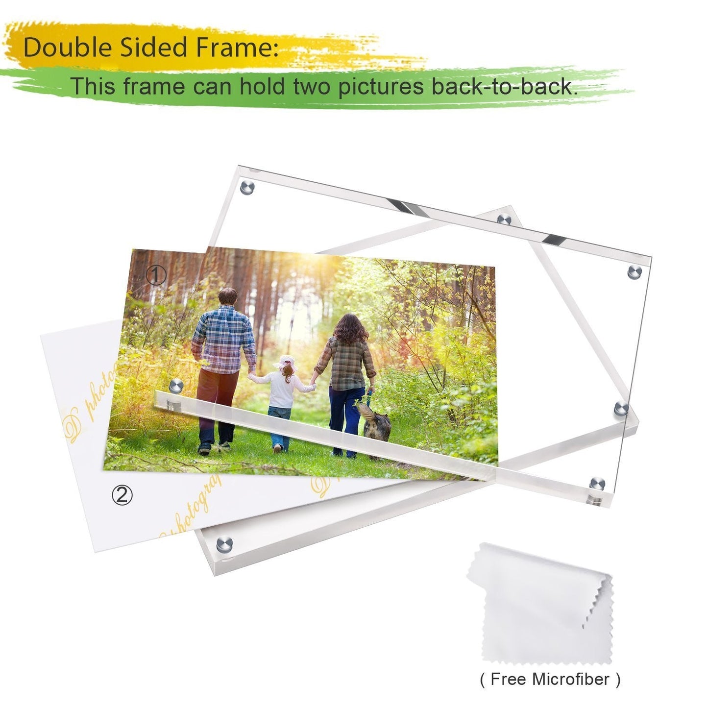 Boxalls Acrylic Photo Frame 10 x 15 cm (4 x 6 inch)-Set of 5, Double Sided Picture Frame with Magnetic, Clear Frameless Desktop Photo Block