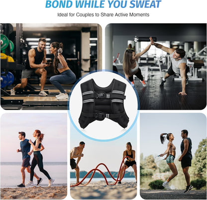 ZELUS Weighted Vest, 9kg Weight Vest with Reflective Stripe for Workout, Strength Training, Running, Fitness, Muscle Building, Weight Loss,