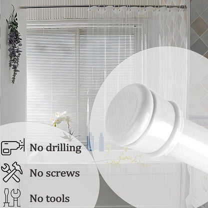 Shower Curtain Pole White No Drill Curtain Pole Extendable For Windows Shower Wardrobe White 183-250CM