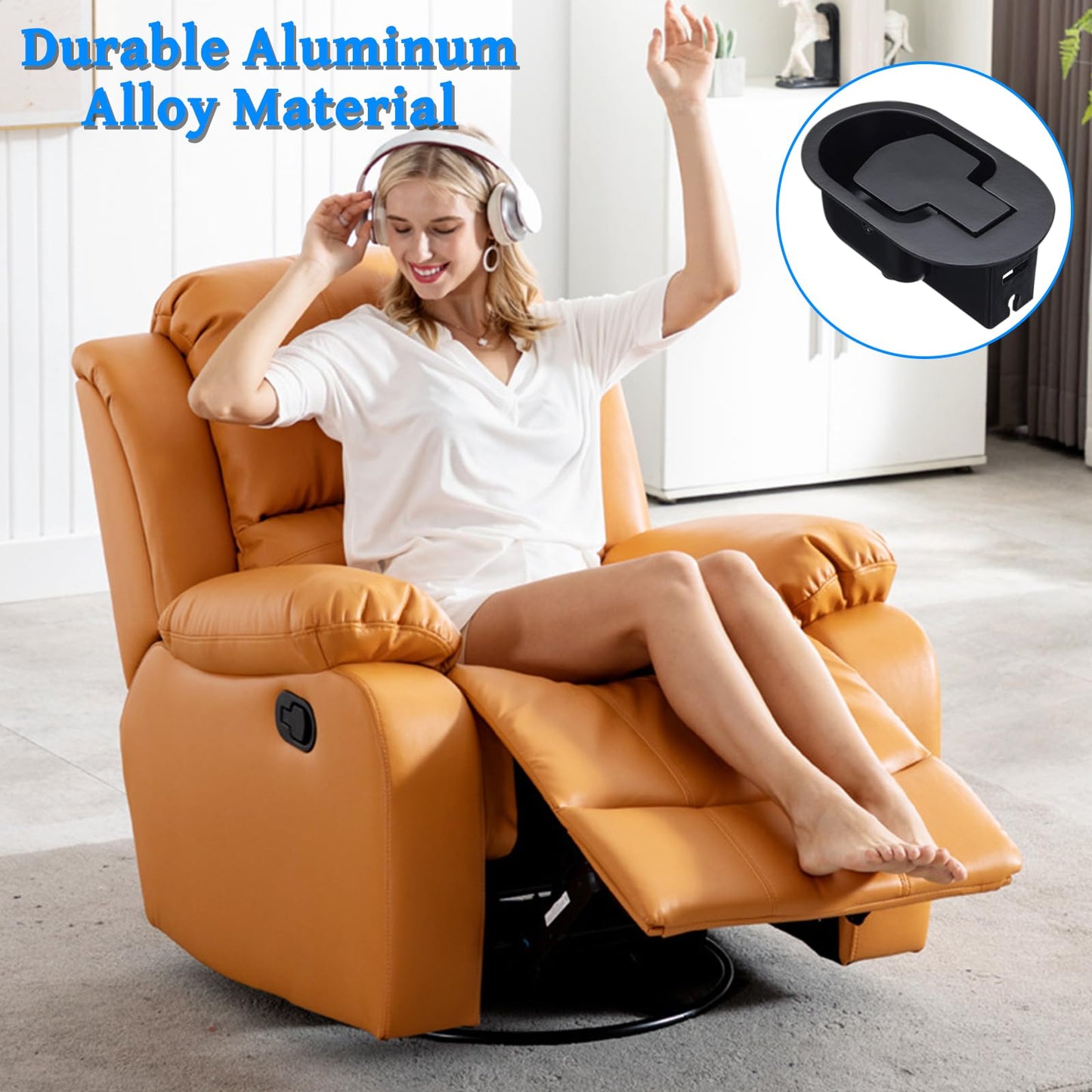 NEUSID 2 Pcs Recliner Chair Parts, Universal Sofa Couch Recliner Chair Release Pull Handle Replacement Parts Aluminum Alloy Thicken (Handle Only)