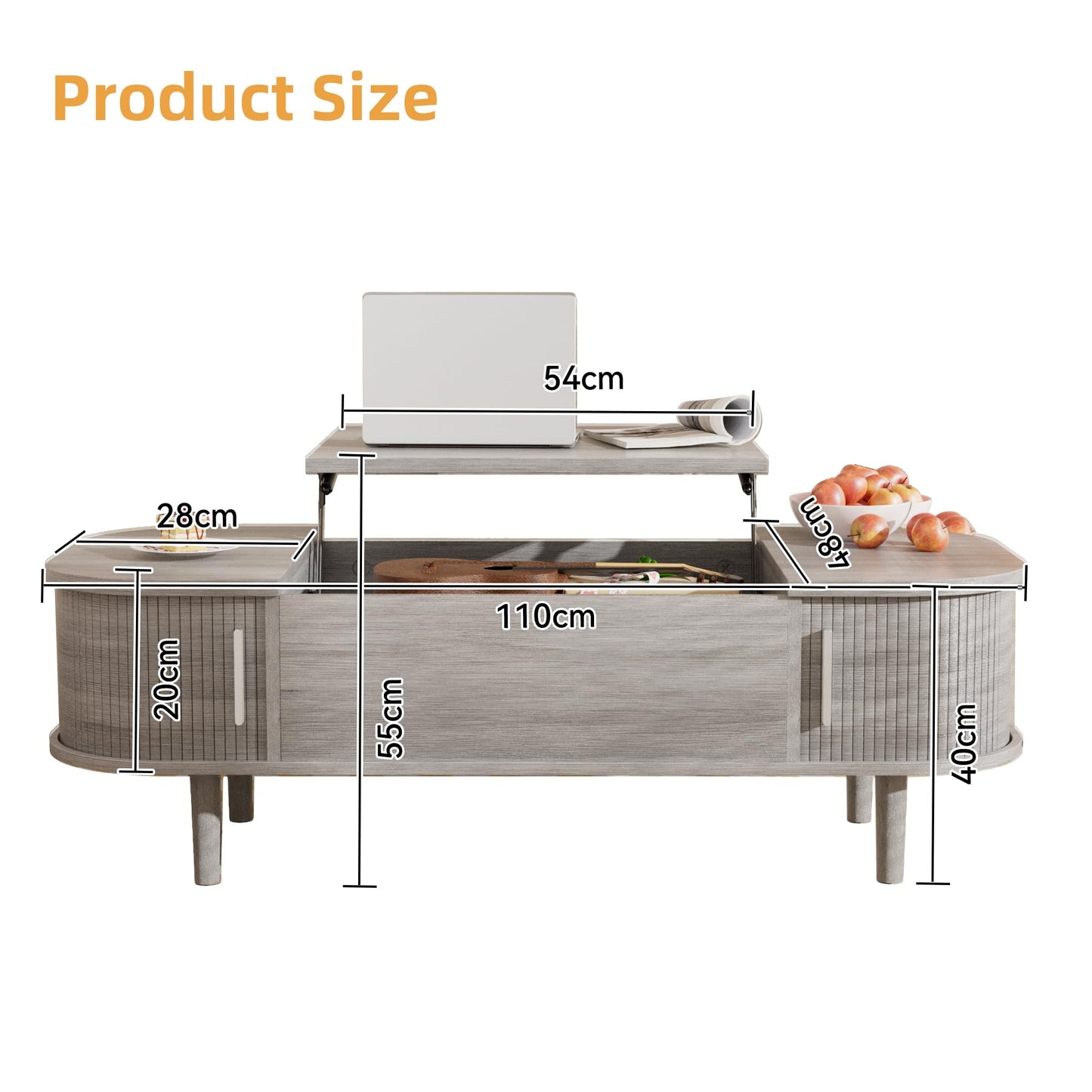 PURFINO Coffee Table with Lift Top - Wooden Modern Centre Table with Unique Textured & Hidden Storage, for Living Room, Bedroom, Small Space