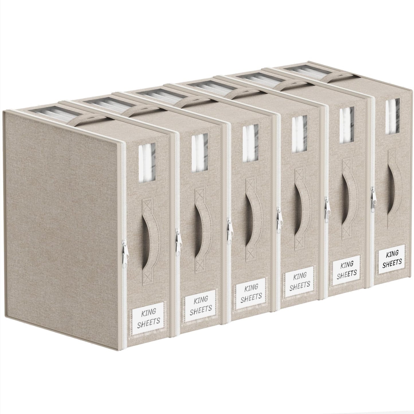 Lifewit 6 Pack Foldable Storage Bags for Bedding (Beige)