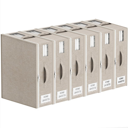Lifewit 6 Pack Foldable Storage Bags for Bedding (Beige)