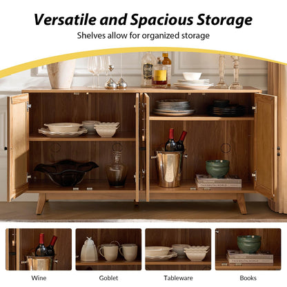 HULALA HOME 145 cm Mid-Century Sideboard with Adjustable Shelves, Walnut