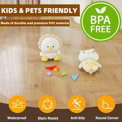 Royhom Clear PVC Floor Protector Mat for Office Chair - 45x200cm Transparent Gaming Chair Mat for Hard Floors - Home Office Use
