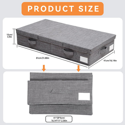 Dntorx 2 Pack 50L Under Bed Storage Boxes with Lids, Foldable, Grey