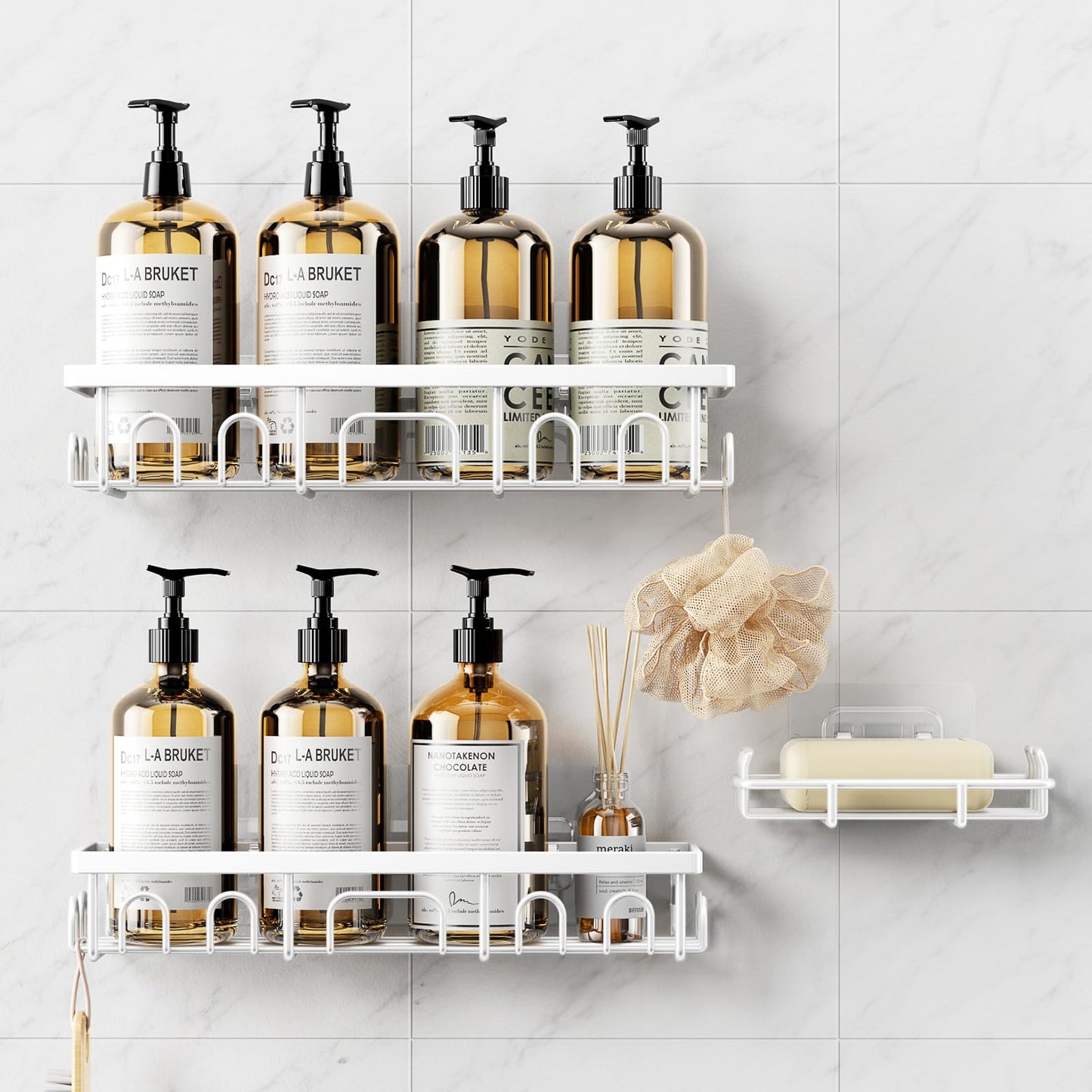 Deyhoc 3 Pack Rustproof Stainless Steel Shower Caddy - White