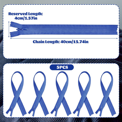 5Pcs Invisible Zip, 40cm/16 Inch Zip Nylon Zips for Sewing Concealed Invisible Zipper for Tailor Sewing Accessories Pillows Cushions Skirts Pants