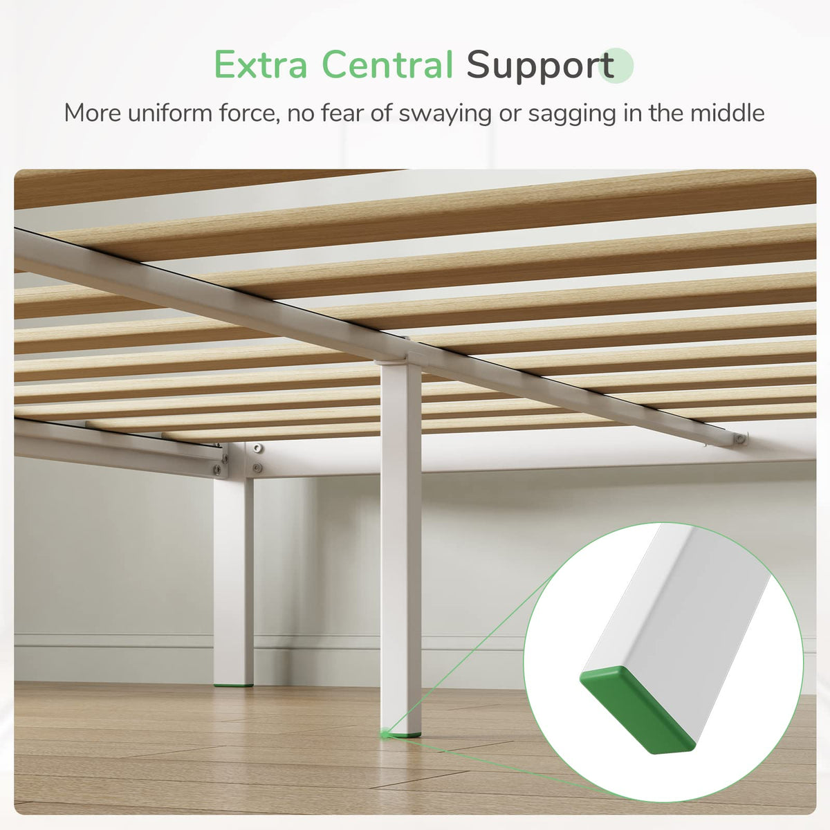 Novilla 30.5 cm Metal Bed Frame, 4FT Platform Bed Frame With Noise-cancelling Design, Engineered Wood Slat Support, Solid Support Leg, Easy Assembly