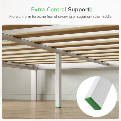 Novilla 30.5 cm Metal Bed Frame, 4FT Platform Bed Frame With Noise-cancelling Design, Engineered Wood Slat Support, Solid Support Leg, Easy Assembly
