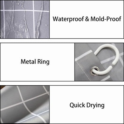 zhaoyeqing Grey Shower Curtain - 180 x 200 cm - Shower Curtain for Bathroom - Mould Proof and Mildew Resistant Washable Bathroom Curtains
