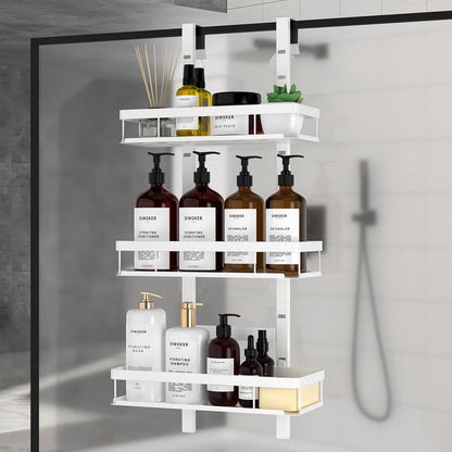 Diwoker Shower Caddy Hanging, Over Door Bathroom Storage White, 3-Tier