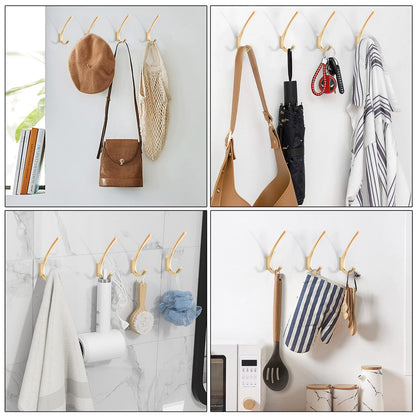 SARIHOSY Clothes Hook, Used for Single Layer Towel Bathroom Bedroom Classroom Kitchen, Golden 5-Piece Set Magnetic Towel Hooks for Back of Door