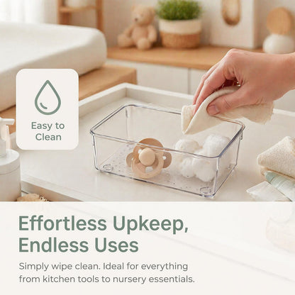 6 Pcs Clear Drawer Organiser Trays, Versatile Acrylic Drawer Dividers & Storage Bins, Non-Slip Makeup Organiser